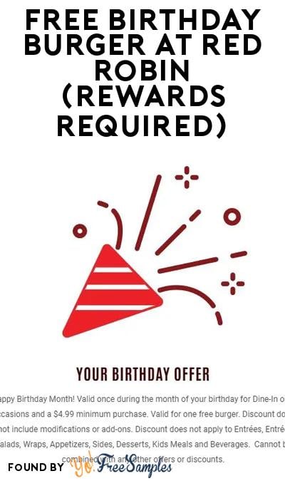 FREE Birthday Burger At Red Robin (Rewards Required)