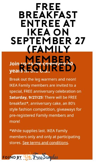 FREE Breakfast Entree at IKEA on September 27 (Family Member Required)