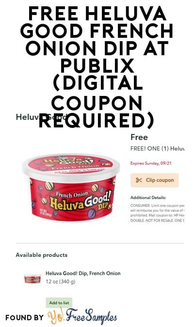 FREE Heluva Good French Onion Dip At Publix (Digital Coupon Required)