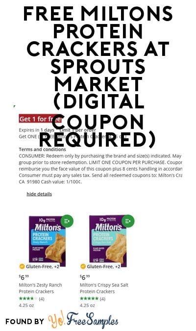 FREE Miltons Protein Crackers at Sprouts Market (Digital Coupon Required)