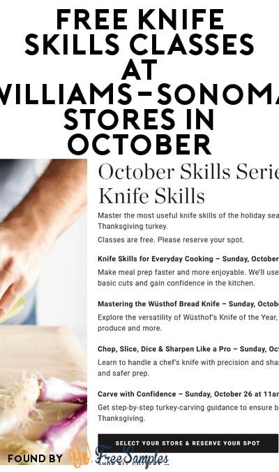 FREE Knife Skills Classes at Williams-Sonoma Stores in October