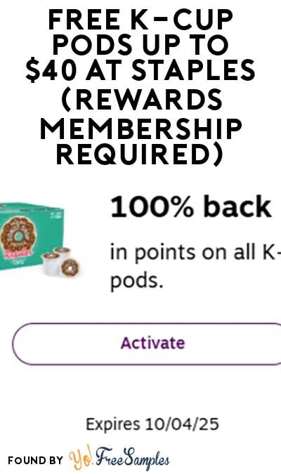 FREE K-Cup Pods Up to $40 at Staples After Rewards