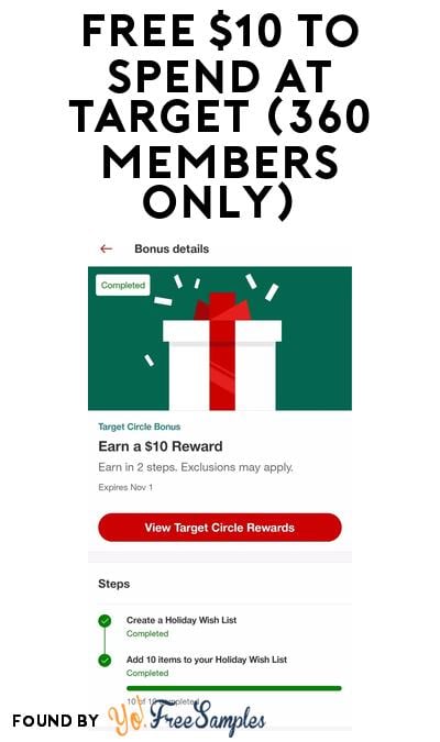 FREE $10 to Spend at Target (360 Members Only)