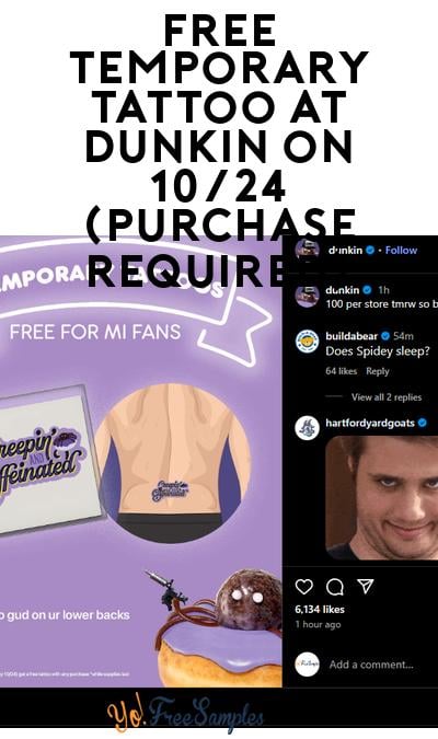 FREE Temporary Tattoo at Dunkin on 10/24 (Purchase Required)