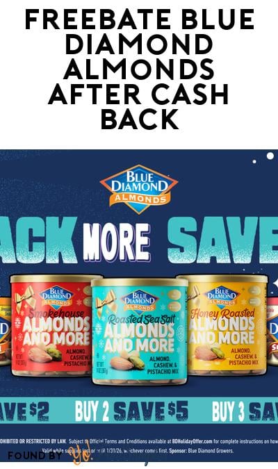 FREEBATE 3 Blue Diamond Almond Cans After Cash Back