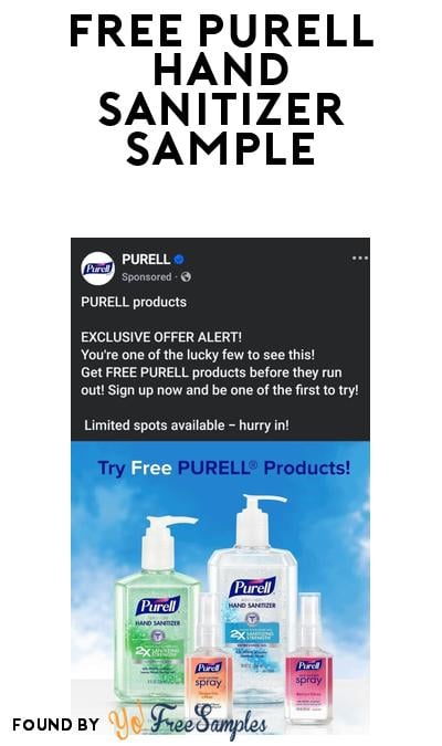 Possible FREE PURELL Hand Sanitizer Sample (Social Media Ad Required)