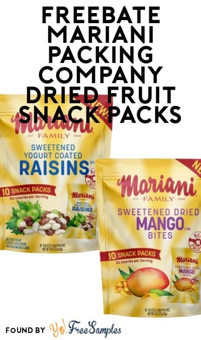 FREEBATE Mariani Packing Company Dried Fruit Snack Packs At Social Nature (Rebate)