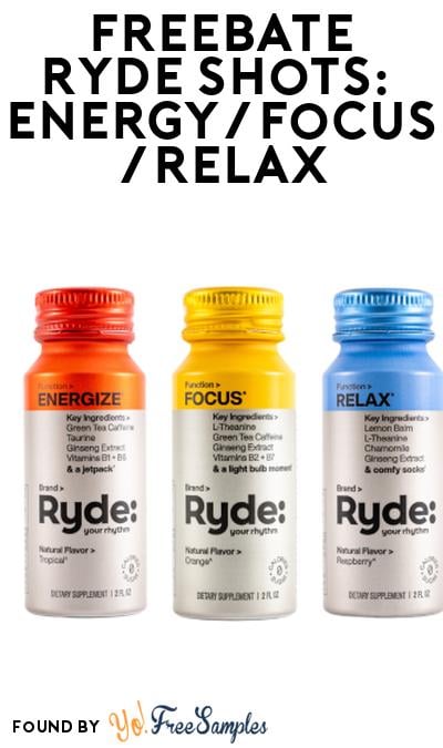 FREEBATE RYDE Shots: Energy/Focus/Relax At Social Nature (Rebate)