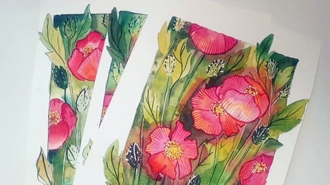 FREE Course at Udemy: Watercolor poppies. From sketch to finished work.