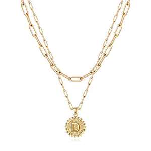 KLKE 14K Gold Necklaces for Women Dainty Choker Necklace Gift Black Onyx Round Pendant Stainless Steel Necklaces for Girls