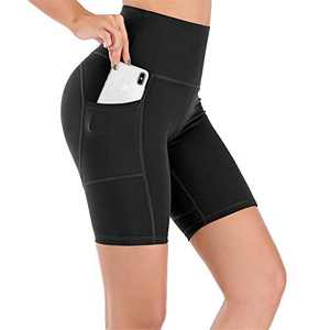 2 Packed SWOMOG Women High Waist Yoga Shorts Workout Biker Shorts Running Compression Exercise Shorts with Pockets